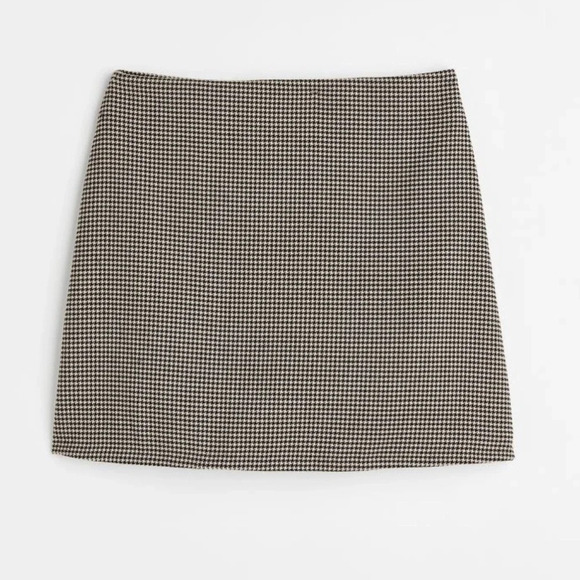 H&M Mini Skirt Houndstooth Plaid Black White Retro Size 8 - Picture 1 of 7